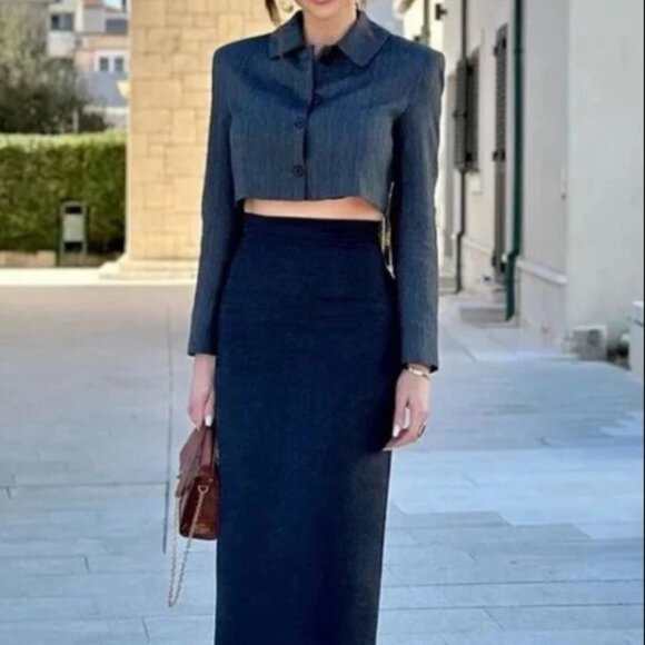 ZARA SS24 WOOL PENCIL Midi SKIRT Slit ZW COLLECTION SIZE S  2134/425/801 - Picture 2 of 10